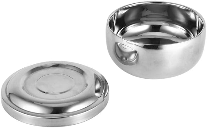 Shaving Soap Bowl with Lid for Men – Premium Stainless Steel Beard Shaving Cup, 4-Inch Deep Foam Bowl for Cream & Lather, Durable & Rust-Proof