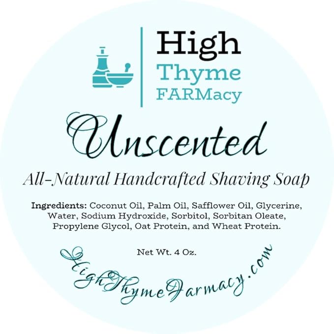 Unscented Shaving Soap Puck – 4 oz Fragrance-Free Wet Shave Soap with Bentonite Clay – 3” Hard Shave Soap in Metal Tin