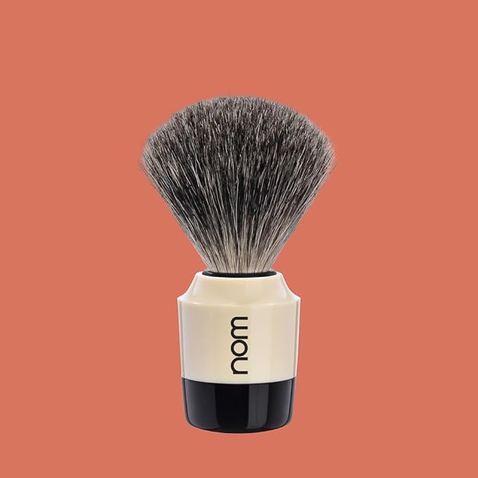 NOM Marten shaving brush | Pure Badger Shave Brush for Shaving soaps and creams | exfoliating shaving brush | Cream handle