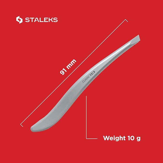 STALEKS CLASSIC 13 Type 3 Eyebrow Tweezers – Wide Beveled Stainless Steel with Elegant Handles for Thick Brows & Home Use