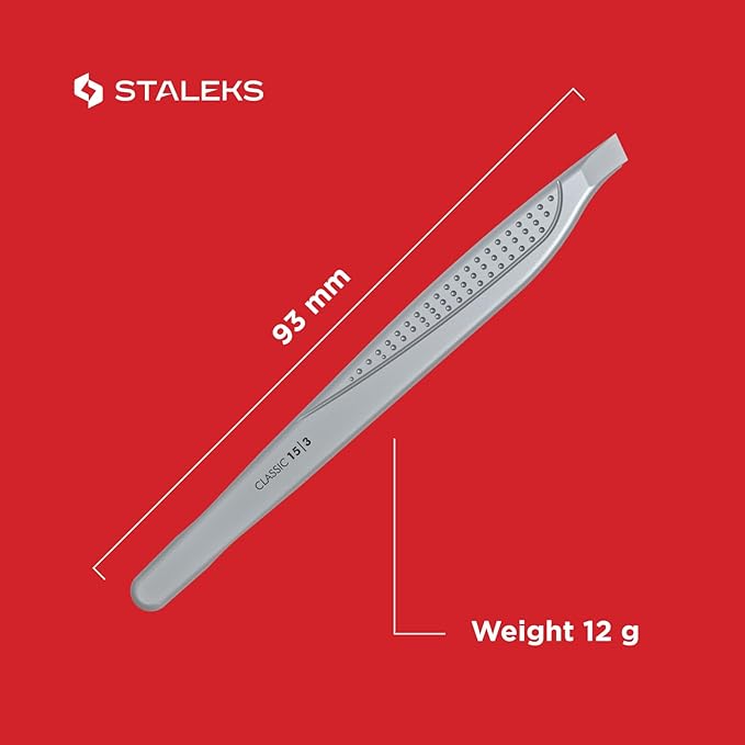 Staleks CLASSIC 15 Eyebrow Tweezers – Wide Beveled Tips – Stainless Steel Tweezers – For Thick Eyebrows Shaping – Home Use