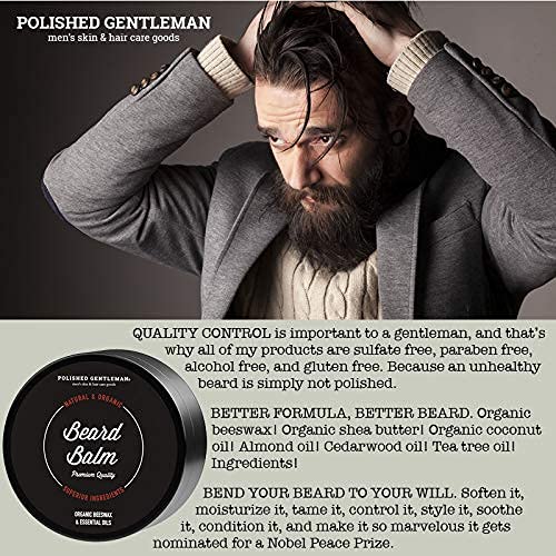 Beard Balm for Men & Mustache Wax - Hold Biard Wax with Beard Oil for Men - Made With Beeswax for Easy Styling - Polishes, Softens & Conditions Beard & Mustache - Itch Free Beard Care 2oz