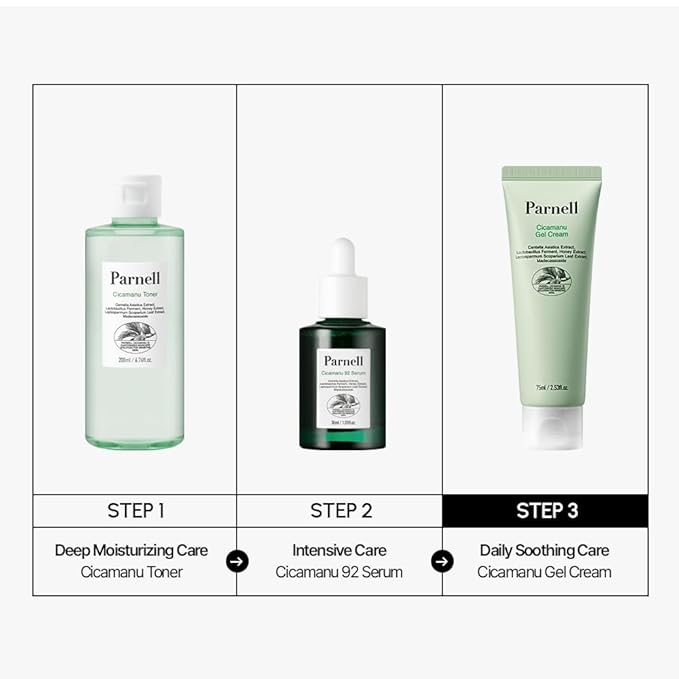 Parnell Cicamanu Gel Cream, Manuka Honey & Cica Moisturizer for Sensitive Skin. Hyaluronic Acid Soothing Face Cream (2.53 Fl Oz / 75ml)