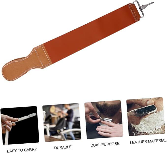 LIFKOME Leather Razor Strop Sharpening Belt Double-sided Canvas Hanging Buckle Great for Straight Razors Scissors and