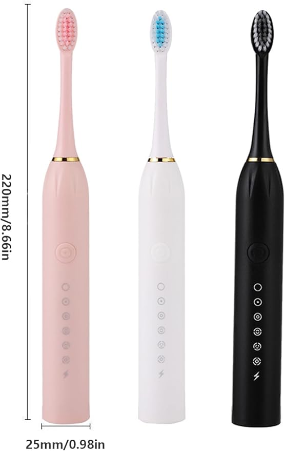 Electric Toothbrush Adult Fully Automatic Ultrasonic Toothbrush 6 Level Cleaning 42,000 VPM 2min Intelligent Timer with 4 Brush Heads Prevent Periodontal Disease and Gum Bleeding (Pink)