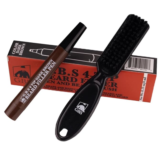 Beard Filler Pencil for Men Waterproof Beard Pen and Beard Brush Long Lasting Natural Look, Mustache Repair Shape, Define and Style Facial Hair (Brown