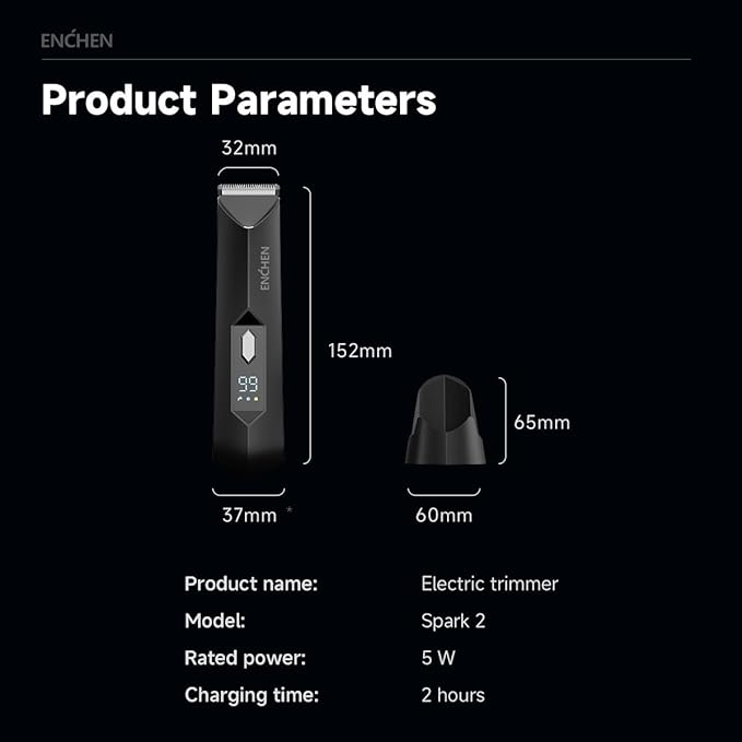 Enchen 4-in-1 Electric Body Hair Trimmer for Men - Ball Trimmer with Replaceable Ceramic Blades | USB Rechargeable, IPX7 Waterproof | Painless Pubic, Face, Underarm & Leg Grooming Tool