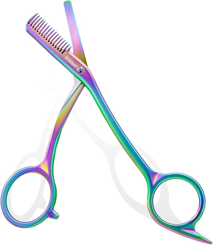 Eyebrow Trimming Scissors with Combs, Eyebrow Cutter Hair Removal Eyebrow Scissors,Eye brow razors, Eyebrow trimmer for women (Rainbow)