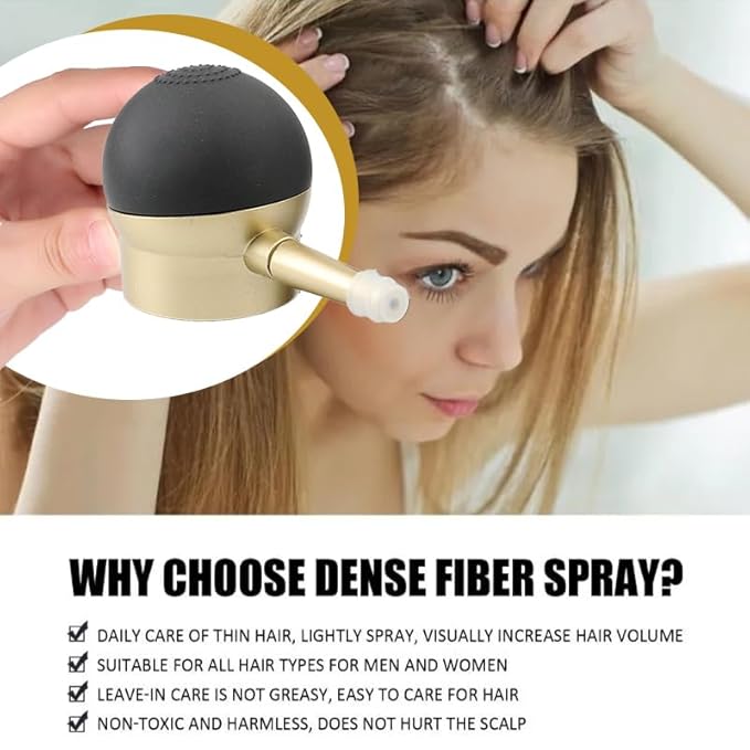 Hair Fibers Pump Fiber Applicator, Spray for Hair Building Fibers Nozzle Hair Thickening Tools, Instantly Thicken Thinning or Balding Hair for Men and Women (Gold)