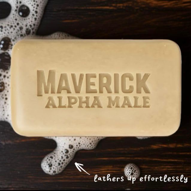 Maverick Alpha Male Soap and Health Brand Unscented Tallow Soap for Men – Natural Bar with Coconut, Tea Tree & Turmeric | Deep Clean, Moisturizing, Sensitive Skin