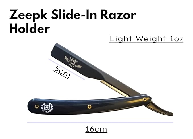 Navaja Afeitadora Profesional para Barberos Zeepk Straight Razor β Acero Inoxidable con 10 Blades β Grooming Kit para Uso Diario Matte Black