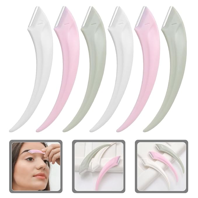 Eyebrow Razors 6-Pack Portable Facial Razor Stainless Steel Eyebrow Trimmer and Hair Remover for Men and Women Compact Design for Precise Grooming