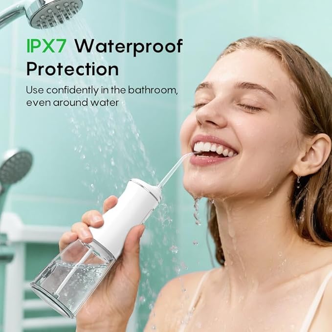 FRESKO Water Flosser, 300ML Portable Cordless Water Dental Flossers for Teeth Deep Cleaning, Rechargeable Oral Irrigator Teeth Pick for Travel Home Use and Braces Care, IPX7 Waterproof