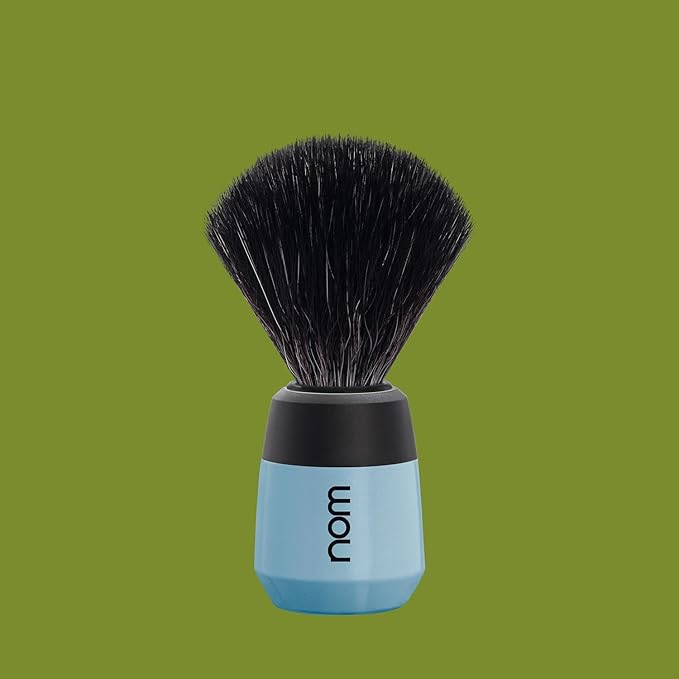 NOM Max Shaving Brush | Vegan Shave Brush for Shaving soaps and creams | sustainable eco-friendly and reusable | Exfoliating Shaving Brush | Fjord Blue handle