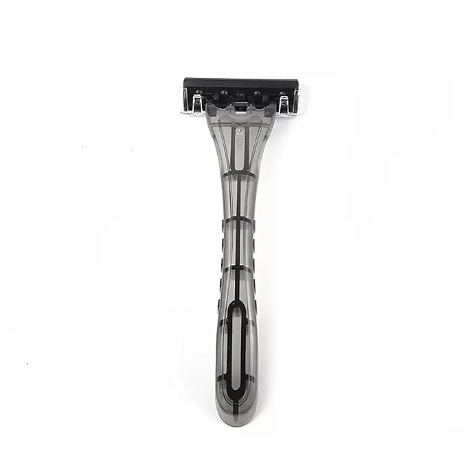 Disposable 3 Blades Razors Bulk, Travel Size Individually Wrapped Manual Razors with Stainless Steel Blade (Grey) (50)