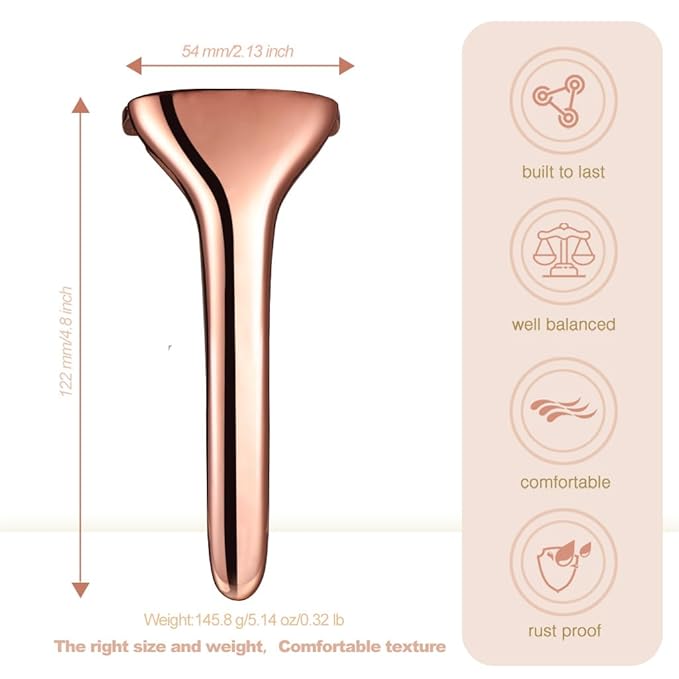 Single Blade Razors for Men and Women, Reusable Modular Safety Razor with Magnetic Head and Metal Non-Slip Grip, 10 Single Edge Razor Blades & Leather Case,Rose Gold Whiskers