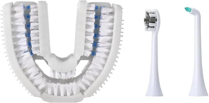 Electric Toothbrush for Adults and Nylon U-Shaped Brush Head Replacement Compatible with U-Shaped ToothbrushU Shaped Automatic Toothbrush for 360-degree Cleaning, 3 Modes for Whitening, Wire