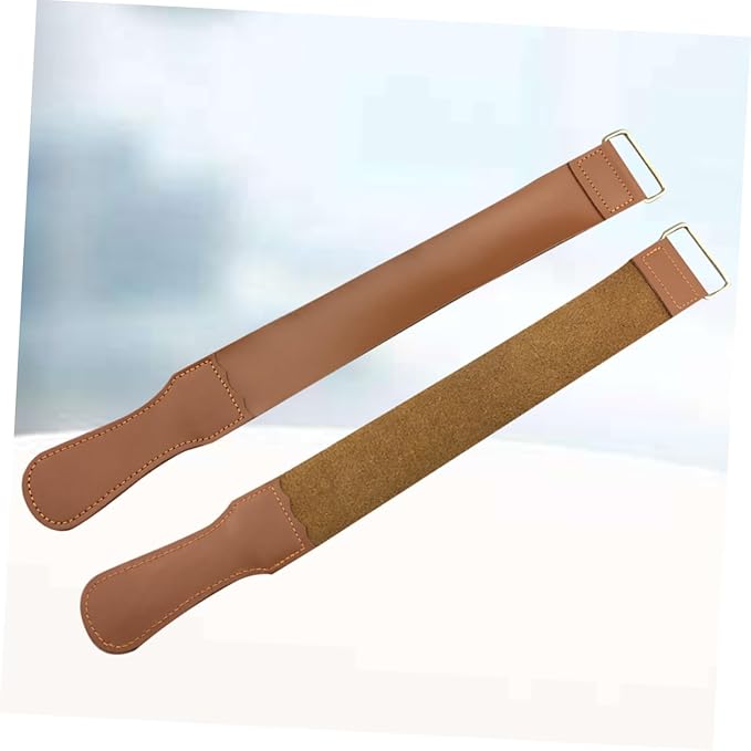 2pcs Leather Strop Set Genuine Cowhide Sharpening Cloth for Straight Scissors and Tools Polishing for Barbers and Woodworkers