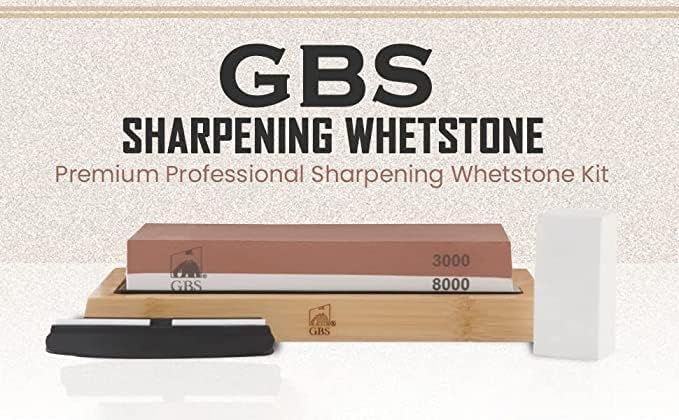 G.B.S Premium Whetstone Blade Sharpening Stone and G.B.S Leather Strop, Black with Red Strip