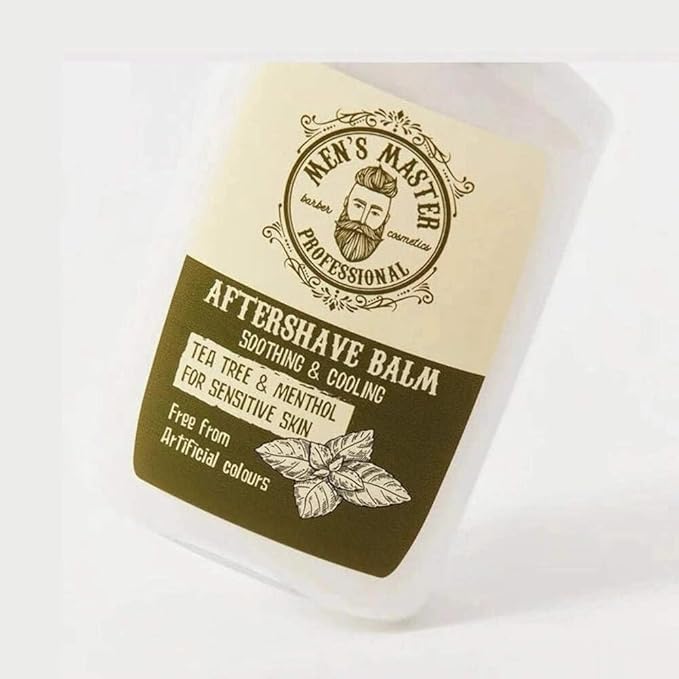 Soothing Aftershave Balm for Sensitive Skin"Tea tree and Menthol" Cosmetics for Men, Parabens FREE, 120 ml of Men's Master
