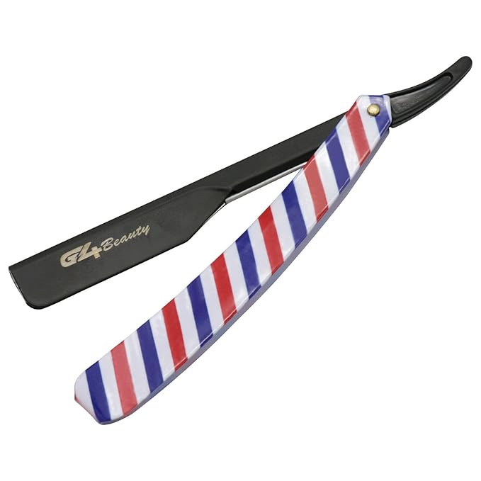 G4 Stainless Steel Straight Edge Barber Shaving Razor Blade for Close Shaving Men Replaceable Blades (FLG Black)