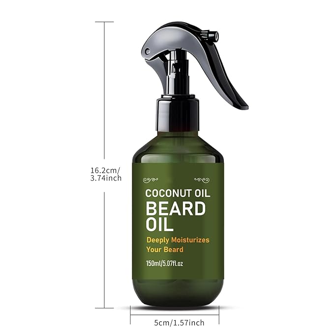 Coconut Oil Beard Spray for Men, 150ml Lightweight Beard Growth Oil with Vanilla Orchid - Fast-Absorbing Leave-In Conditioner to Soften, Moisturize & Tame Facial Hair, Beard Detangler Travel Size
