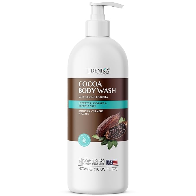Cocoa Butter Body Wash, Cleanses, Hydrates & Nourishes, Deep Moisturizing Shower Gel for Dry and Sensitive Skin, Women & Men, Organic & Natural, 16 fl oz, 2-Pack