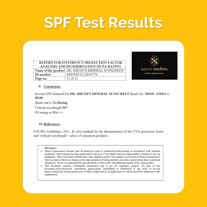 Dr. Sheth's Mineral Sunscreen SPF 50 PA+++ | Water Proof Sunscreen | Quick-absorbing | Ultra Lightweight & Non-sticky | 25% Zinc Oxide | for All Skin Types | for Women & Men | 50g