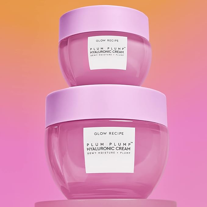 Glow Recipe Plum Plump Hyaluronic Acid Face Cream Moisturizer, Travel Size, Korean Moisturizer for Dry Skin, Plumping + Firming Hydration, Polyglutamic Acid + Peptides (20ml)