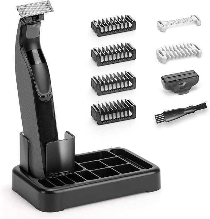 Guard Combs with Shaver Stand Kit for O Blade QP2724/QP2834/QP2520/QP2630/QP65XX/QP66XX OBlade Pro, 0/3mm Body Comb + 1/2/3/5mm Bi-Directional Guards, Electric Shaver Attachments Accessories, 9PC