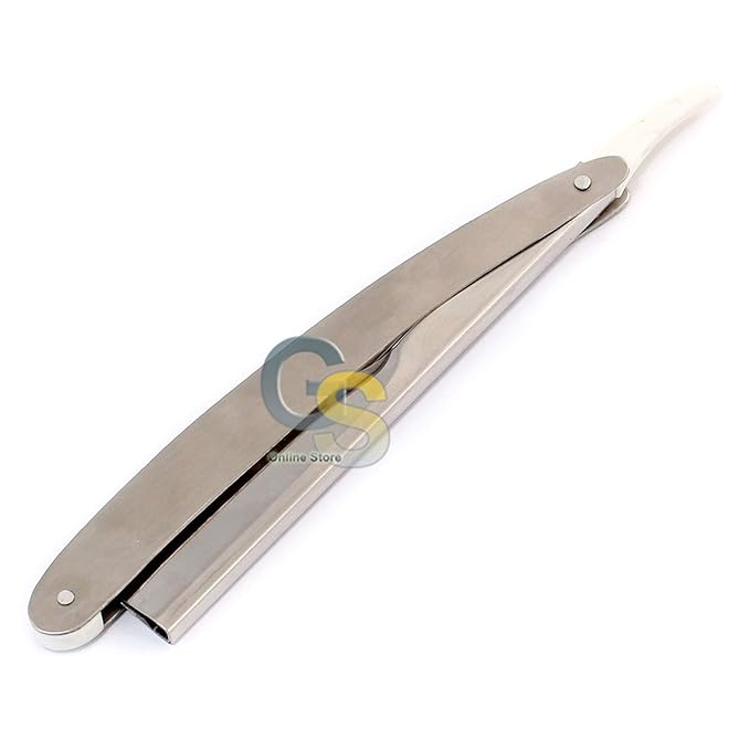G.S STRAIGHT BARBER RAZOR CLASSIC SHAVE STAINLESS STEEL HANDLE