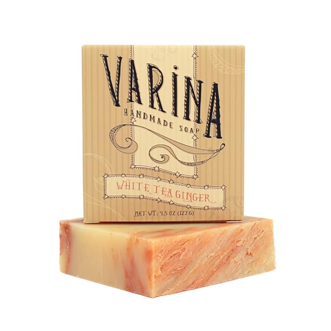 Natural White Tea Ginger Bar Soap - Gentle Cleansing for Sensitive Skin, Floral - 3 Pack