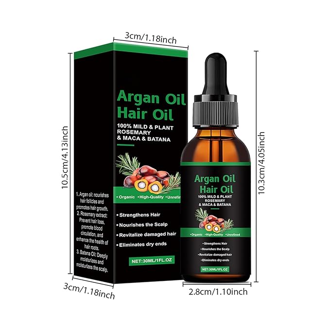 Organic Hair Growth, Rosemary & Batana Oil for Scalp & Hair Strengthening,All Hair Types Treatment Oil (2 Pcs)