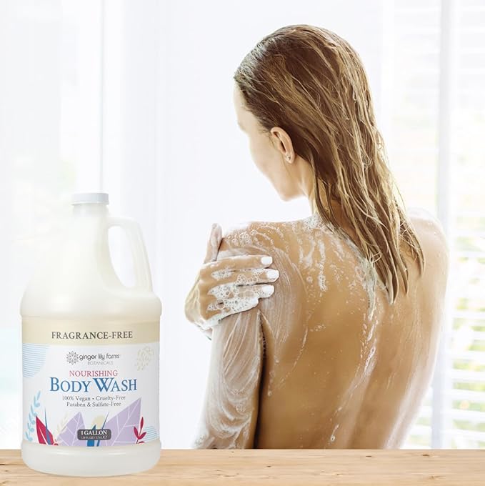 Ginger Lily Farms Botanicals Nourishing Body Wash, 100% Vegan & Cruelty-Free, Fragrance Free, 1 Gallon (128 fl oz) Refill
