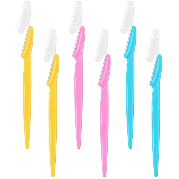 6 Pcs Eyebrow Razors Bulk Face Razor Multipurpose Facial Razor Dermaplaning Tools for Women Men Eyebrow Trimmers Shaver with Protective Cover, Hair Removal Tools for Face Body Use Multicolor