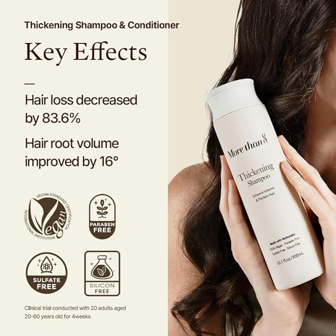 Korean Hair Thickening Shampoo with Matsutake mushroom, for Hair Loss and Hair growth – 300ml 100% Vegan, Paraben&Sulfate&Silicon Free - more than 8