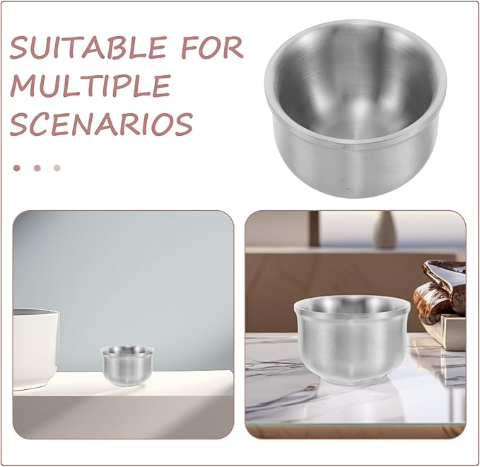 Yardwe Stainless Steel Shaving Soap Bowl Razor Foam Cup Wet Shaving Pot Gray 304 Metal Shave Bowl