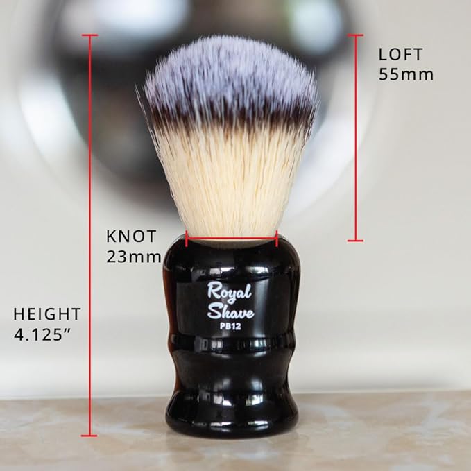 Vegan Shaving Brush by Royal Shave, Foluxe Synthetic Bristles, Badger-Free, Wet Shave Tool for Men & Women, Smooth & Comfortable (BLACK)