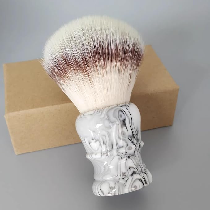 30mm big shaving brush with A2S Ultra-Soft Synthetic Bristles and Luxury Resin Handle to use with Shave Cream or Soap for a Perfect Lather (black and white)