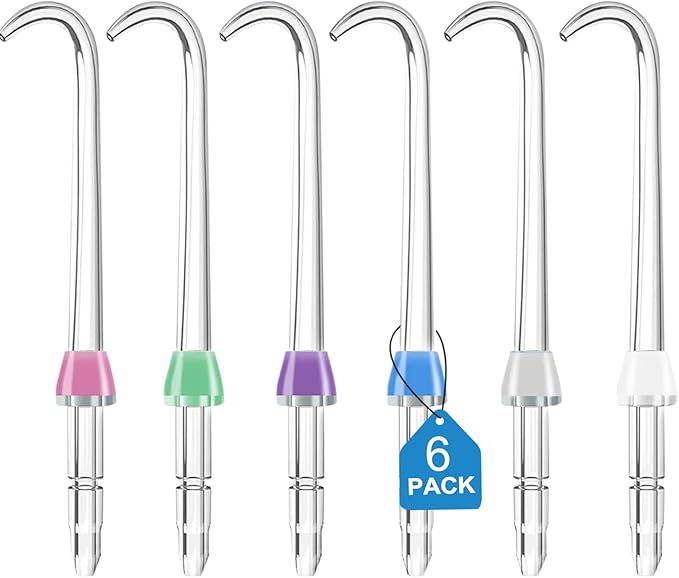 6 Implant Denture Tips – Replacement Water Flosser Picks Compatible with Most Waterpik Models