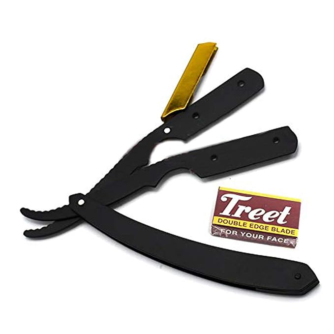 Barber Straight Razor - Gold and Matte Black, Classic Style, Stainless Steel, Men's Department, Men, Barbers, Manual Shaving Enthusiasts, Men, Unisex, Gold