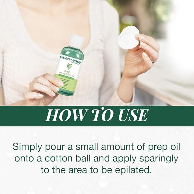 Clean + Easy Pre Wax Oil - Prepares the Skin for Hard Wax Application - Pre Waxing Treatment with Soybean and Grapeseed Oil, 5 oz