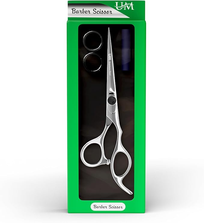 UM Supplies Scissors 6.5 | Premium Barber Shears For Hair Cutting | Multiple Purpose Cutting Scissors | Haircut Scissors For Salon I Women | Mens | kids I Pets | Silver-Black
