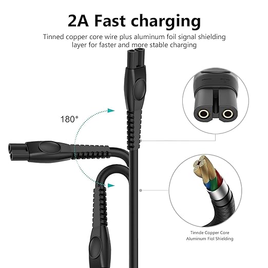 5V Shaver Charger for Philips Norelco One Blade 360 2400 3600 3900 5400 7800 MG5910 qp2724 MG7910 mg9525 MG9520 PQ888 PQ889 Power Cord USB Charging Cable for Philips 3000 5000 7000 9000 Series Razor