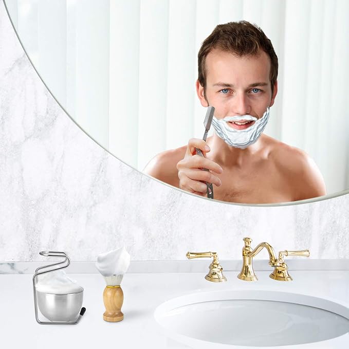Aethland Personalized Custom Shaving Brush Set for Men Dad, Name Engraved Handcrafted Men's Shaving Brush for Men's Grooming Hair Wet Shave Men Boyfriend Father's Day Gift