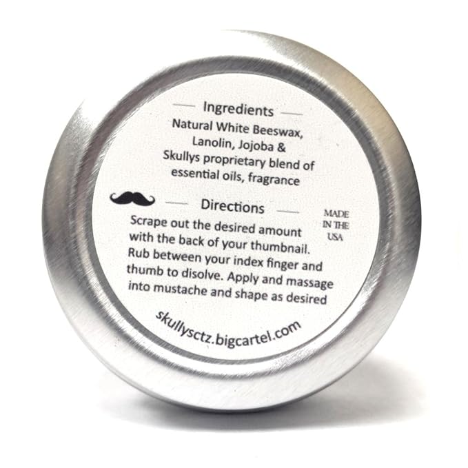Skully's "Double Tap" Mustache Wax 1 oz - Barber Shop Scent, Mustache Wax Medium hold, Moustache Wax