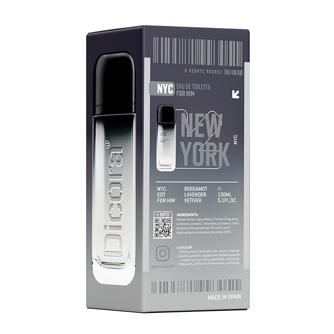 Dicora Urban Fit NYC Cologne for Men - Notes of Bergamot, Tangerine, Lavender, and Tonka Beans - Evokes Sophistication - 5.07 oz EDT Spray