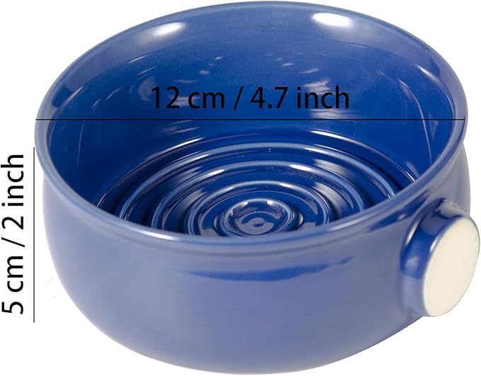 Grandslam Shaving Soap Bowl for Men, Wide Mouth, Ceramic, Easier to Lather and Clean, Non-slip Handle, Handmade Pottery Cup for Soap and Cream