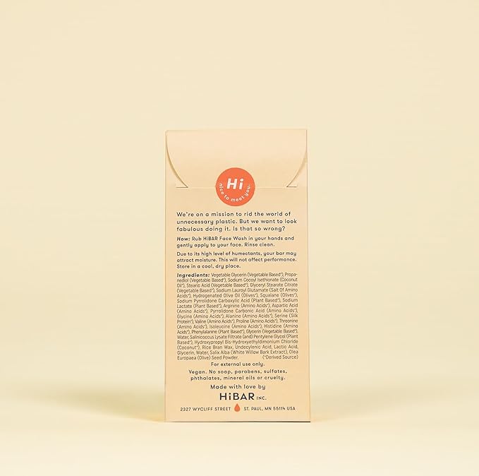 HIBAR - Renew Face Wash Bar - Solid Face Wash - With 12 Unique Amino Acids - Safe For Daily Use & Sensitive Skin - Plastic, Paraben & Soap-Free - Vegan - 1 Bar