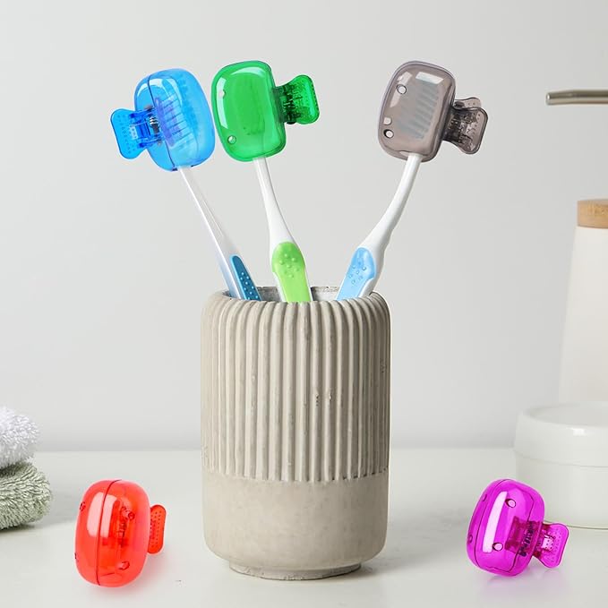 6 Pack Toothbrush Covers Portable Toothbrush Protector Coverings Clips Tooth Brush Storage Head Cover Cap for Kids Bathroom Home Travel Tooth Brush Case